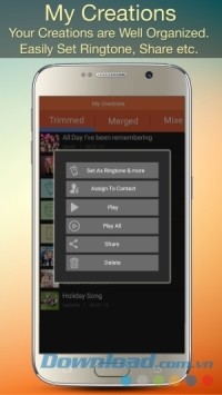 Audio MP3 Cutter Mix Converter and Make Ringtones cho Android chia sẻ nhạc lên mạng xã hội