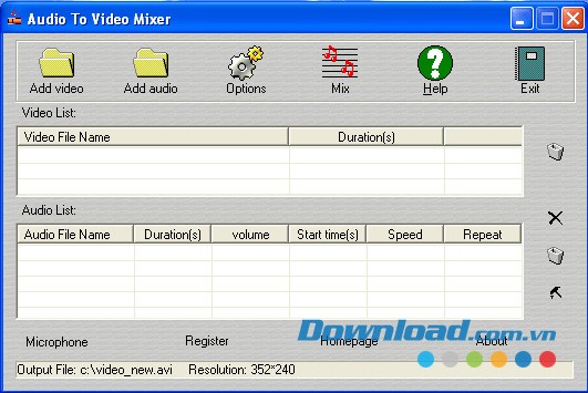 Audio to Video Mixer trên Windows