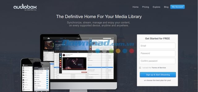 Giao diện website AudioBox