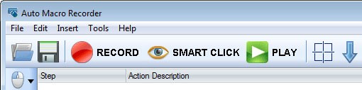Thanh công cụ của Auto Macro Recorder chỉ bao gồm 3 nút bấm chính