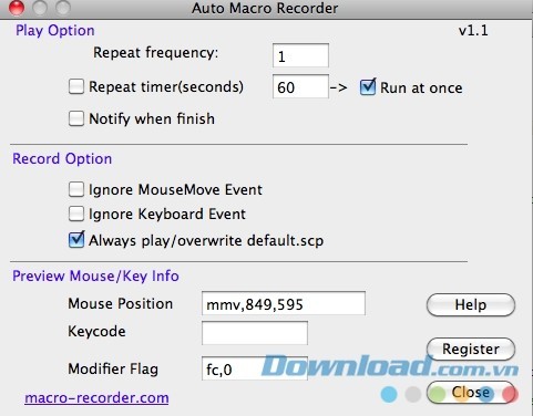Auto Macro Recorder cho Mac là phần mềm ghi hoạt động máy tính tiện ích