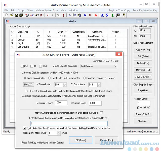 Giao diện của Auto Mouse Clicker