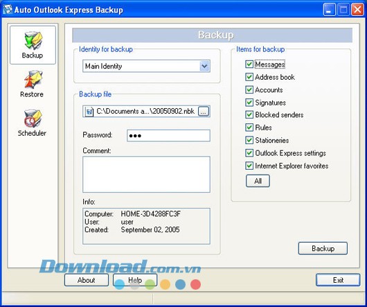 Auto Outlook Express Backup