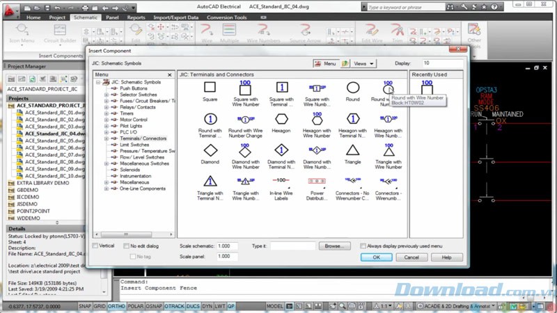 Chèn thành phần trong bản vẽ AutoCAD Electrical