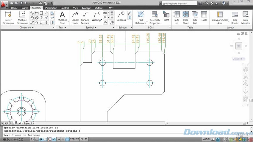 Tạo kích thước trong AutoCAD Mechanical