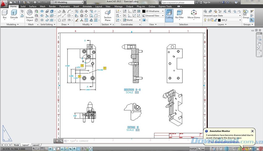 Giám sát các chú thích trong AutoCAD Mechanical