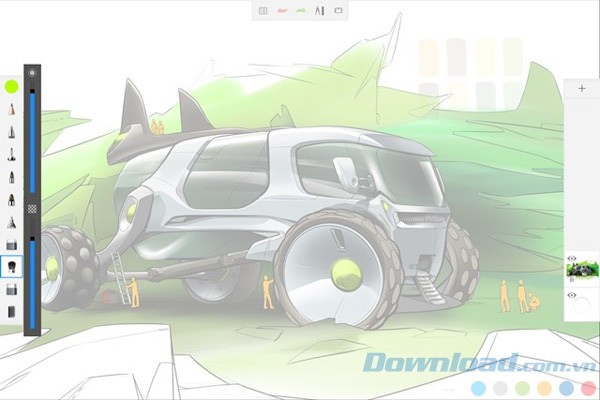 Giao diện của Autodesk SketchBook cho Windows Tablet