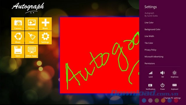 Các lựa chọn thiết lập chữ kí