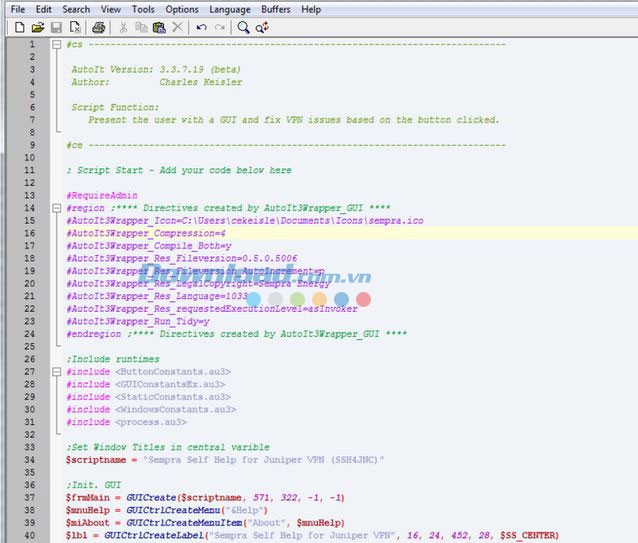 Soạn thảo kịch bản trong Autolt