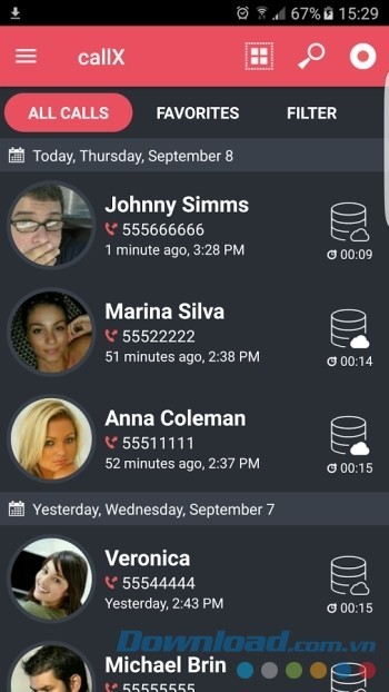 Ghi lại tất cả các cuộc gọi đến và đi