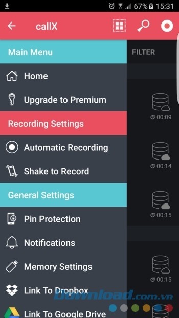 Các tùy chọn của ứng dụng
