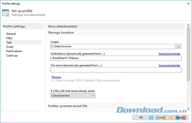 Automatic Email Processor tạo nhiệm lọc email nhanh chóng.
