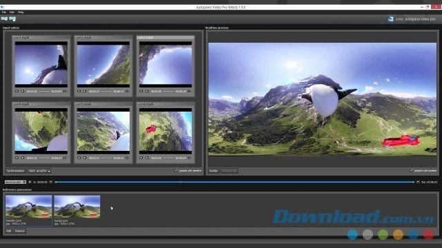 Giao diện phần mềm tạo video toàn cảnh Autopano Video