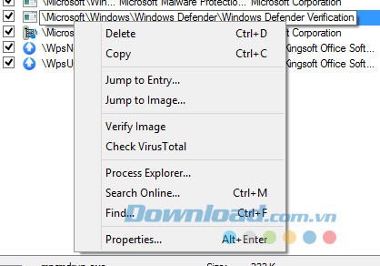 Các lựa chọn với từng chương trình