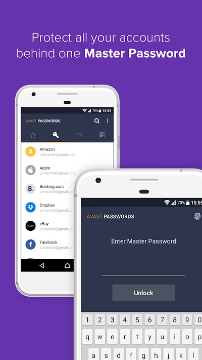 Giao diện ứng dụng Avast Passwords