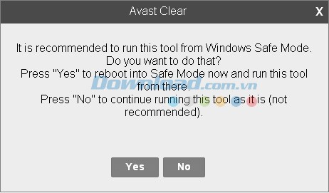 Chọn chế độ chạy Avast Clear
