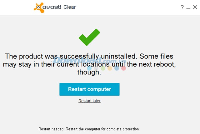 Khởi động lại máy để hoàn tất