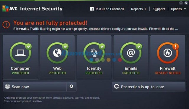 Giao diện AVG Protection Pro