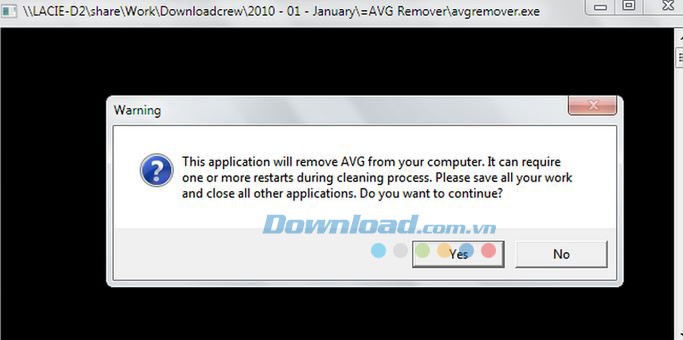 Yêu cầu khởi động lại của AVG Remover