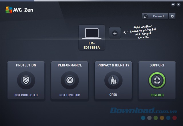 Giao diện Zen của ứng dụng AVG Ultimate giúp dễ dàng sử dụng các tính năng hữu ích