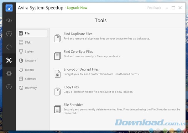 Các công cụ khác của Avira System Speedup