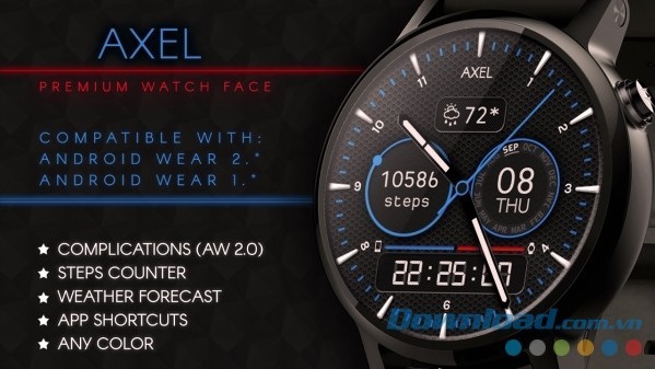 Tính năng cơ bản của Axel Watch Face cho Android