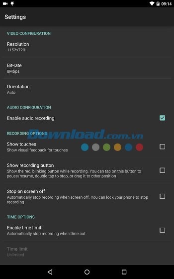 Các thiết lập cơ bản của AZ Screen Recorder