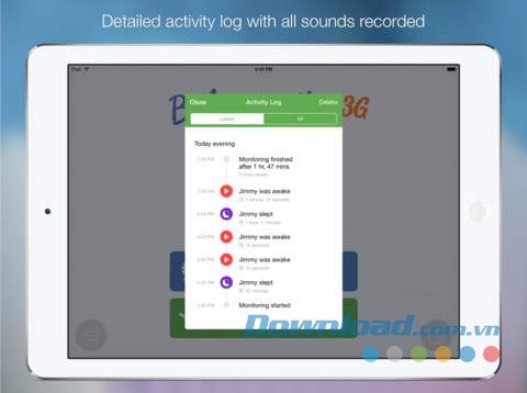 Nhật ký hoạt động chi tiết dựa vào âm thanh