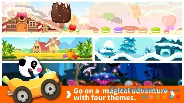 Thế giới phiêu lưu đầy màu sắc của Baby Panda Car Racing cho Android