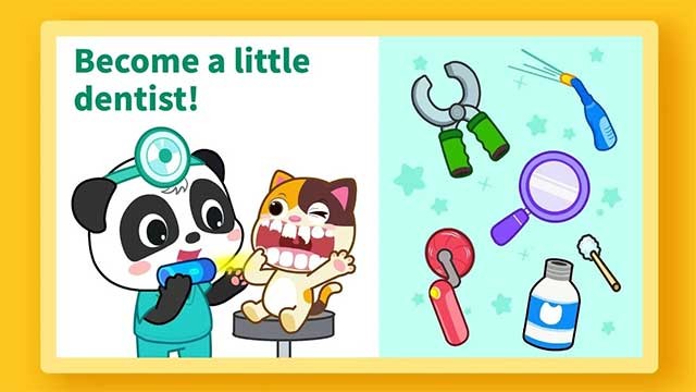 Trở thành nha sĩ nhỏ tài ba trong game Baby Panda: Dental Care