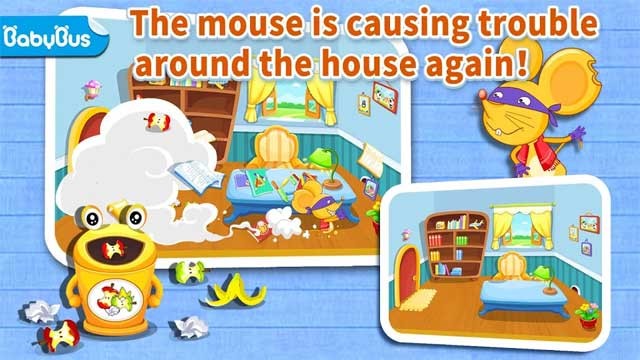 Chú chuột tinh nghịch lại gây rối khắp nơi, hãy giúp cư dân của BabyBus dọn dẹp nhà nhé