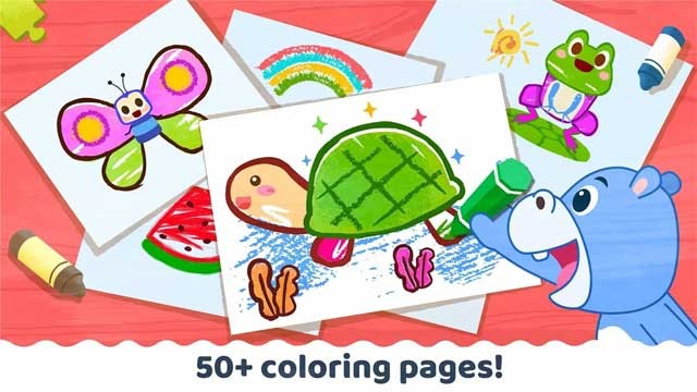 Game có hơn 50 trang tô màu để bé sáng tạo ra những tác phẩm rực rỡ