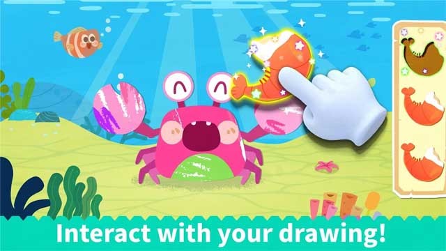 Tương tác với các con vật mà bé đã tô màu