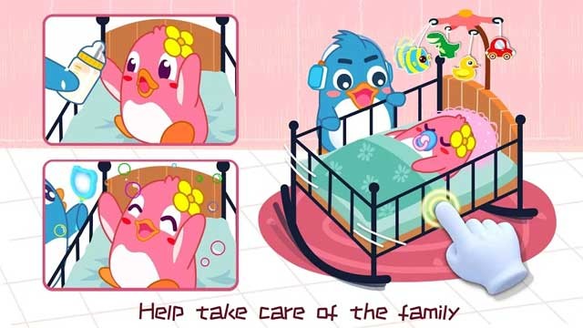 Trong game, bé sẽ được học cách chăm sóc các thành viên trong gia đình, đặc biệt là em mình