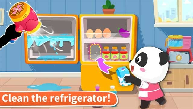 Giúp gấu trúc Miumiu làm tan băng và sắp xếp thực phẩm vào tủ lạnh nhé