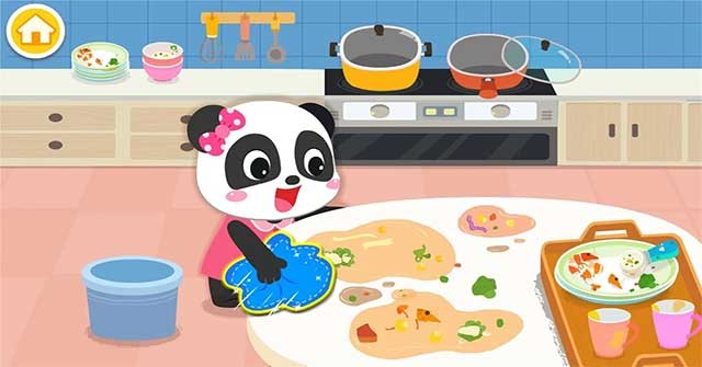 Làm sạch mọi ngóc ngách của căn nhà trong game Baby Panda's Life: Cleanup