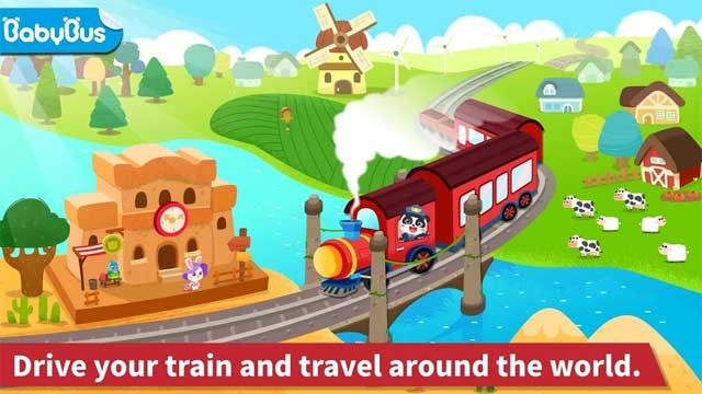 Lái tàu và đi du lịch vòng quanh thế giới cùng gấu trúc nhỏ trong Baby Panda's Train cho Android