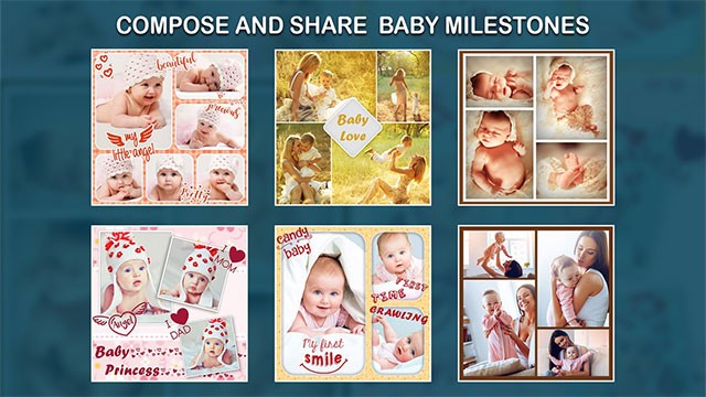 Lưu và chia sẻ ảnh từ Baby Collage lên các mạng xã hội