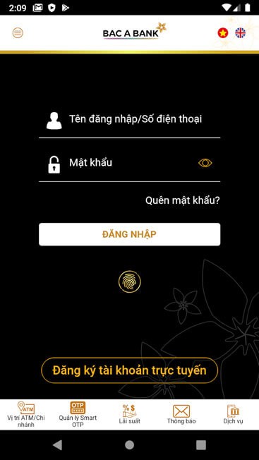 Đăng nhập BAC A BANK Mobile Banking