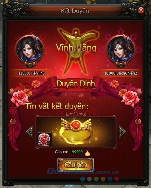 Tính năng kết hôn trong game Bách Chiến Vô Song 2