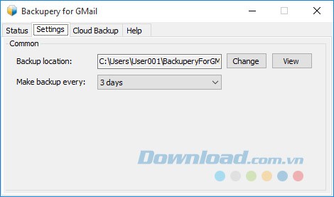 Cài đặt sao lưu thư điện tử tới lên hệ thống máy tính