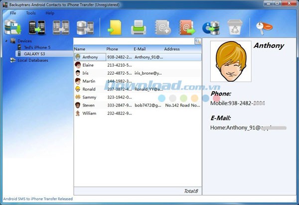 Backuptrans Android Contacts to iPhone Transfer