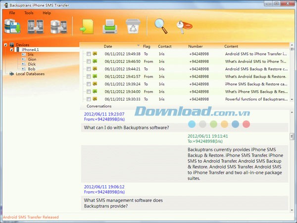 Backuptrans iPhone SMS Transfer