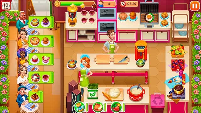 Game có bốn nhà hàng để bạn quản lý và nâng cấp