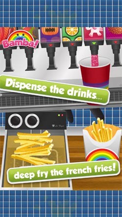 Chiên khoai tây và rót đồ uống