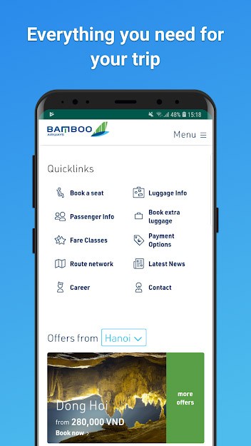 Các dịch vụ trên chuyến bay Bamboo Airways