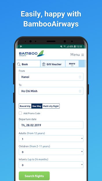 Thông tin đặt vé trên Bamboo Airways