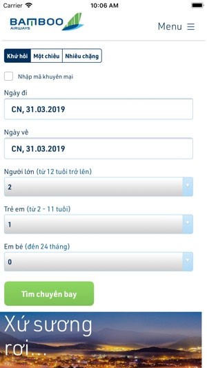 Nhập hành trình bay