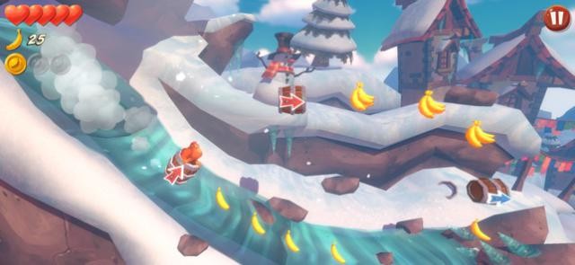 Trượt ống nước và thu thập chuối