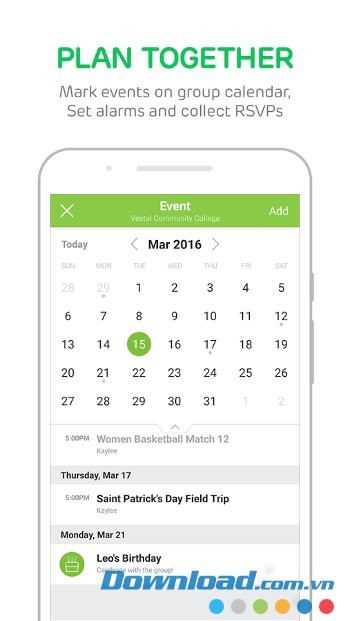 Band với giao diện lên kế hoạch